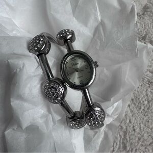 Vivani | Silver Rhinestone Watch and Bracelet Set | Adult One Size